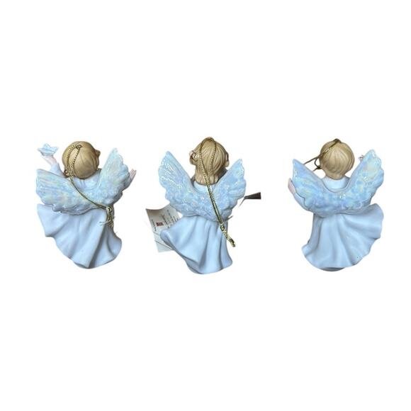 Home Interiors Angel Set Of 3 Christmas Ornaments White 4" - Picture 3 of 8
